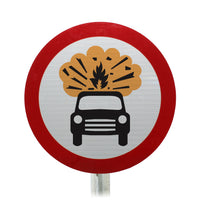 Vehicles Carrying Explosives Post Mount Sign- Dia 622.8 R2/RA2 (Face Only)