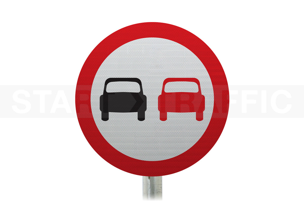 No Overtaking Post Mounted Sign - Dia 632 R2/RA2 (Face Only)