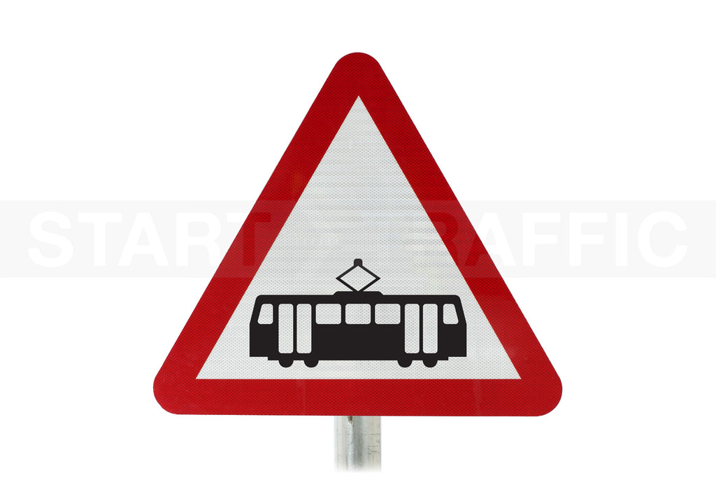 Tramcar Crossing Ahead Road Post Mounted Sign - Dia 772 R2/RA2 (Face Only)