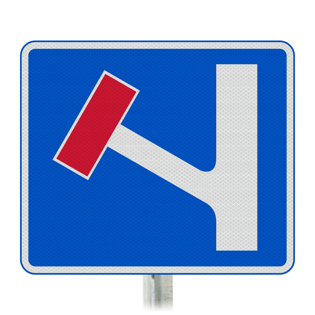 No Through Road For Left at Junction Ahead Sign Post Mounted  - Diagram 817 R2/RA2 (Face Only) (Diagonal Left / 525x450mm)