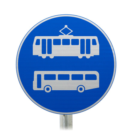 Tramcars and Buses Only Post Mount Sign - Dia 953.1 R2/RA2 (Face Only)