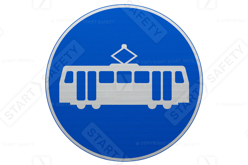 Tramcars and Buses Only Post Mount Sign - Dia. 953.1 R2/RA2 (Face Only)