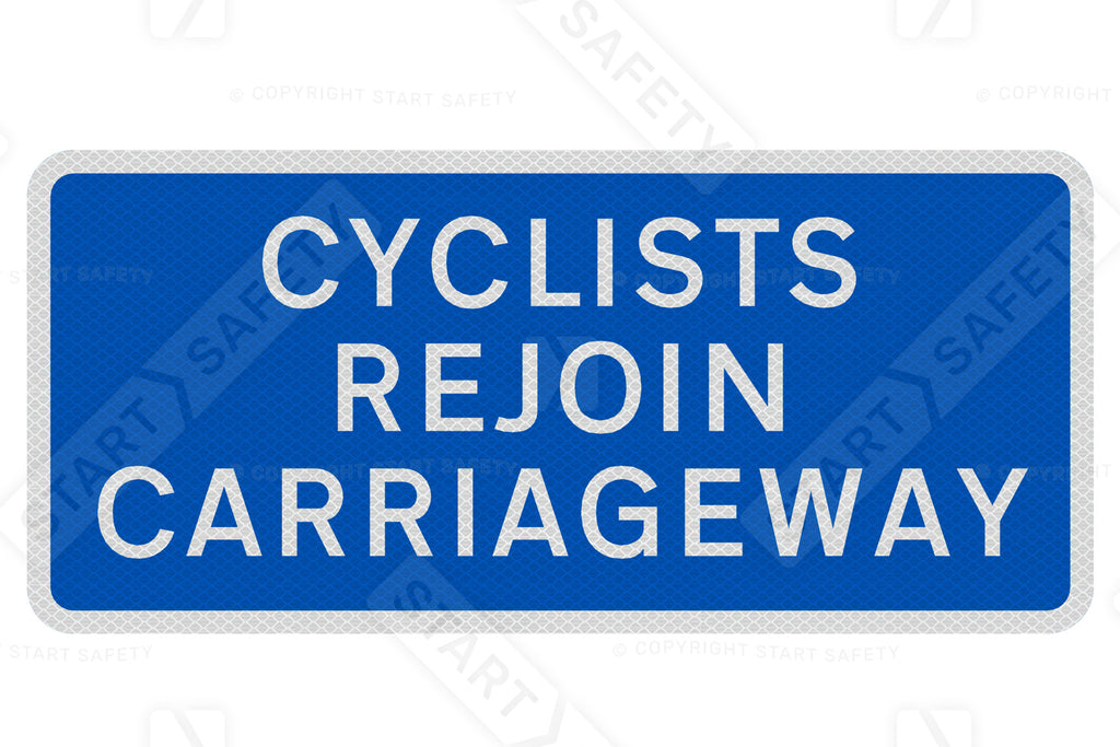 ‘CYCLIST REJOIN CARRIAGEWAY’ Dia. 966 - Post Mounted Sign - Composite Inc. Channel/ RA2