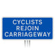 ‘CYCLIST REJOIN CARRIAGEWAY’ Dia. 966 - Post Mounted Sign - Composite Inc. Channel/ RA2