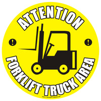 Attention Forklift Truck Area Floor Sign - Self Adhesive