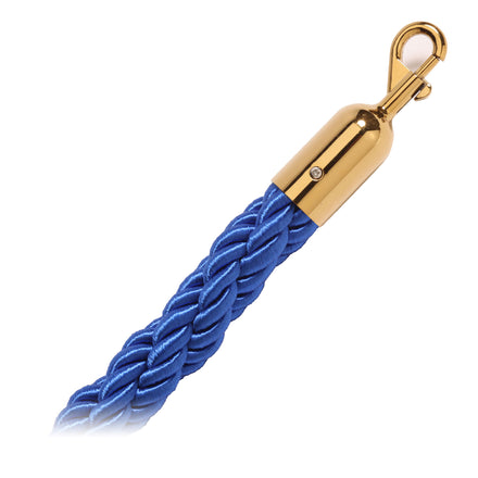 Braided Rope Barriers Available In Multiple Colours & Lengths (Blue / Polished Brass / 1.8metre)