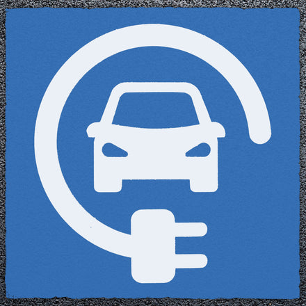 Unofficial Car Charging Logo Thermoplastic Paint Variant 1 (White / Blue)