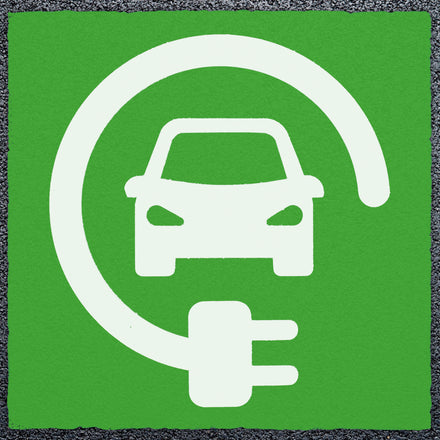 Unofficial Car Charging Logo Thermoplastic Paint Variant 1 (White / Green)