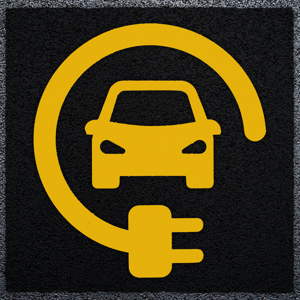 Unofficial Car Charging Logo Thermoplastic Paint Variant 1 (Yellow / Black)