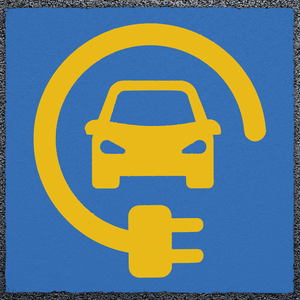 Unofficial Car Charging Logo Thermoplastic Paint Variant 1 (Yellow / Blue)