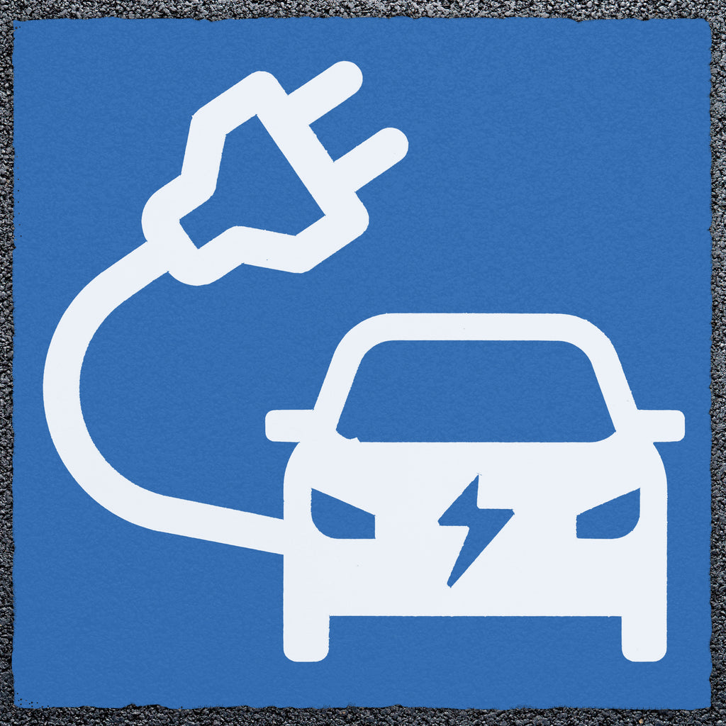 Unofficial Car Charging Logo Thermoplastic Paint Variant 2 (White / Blue)