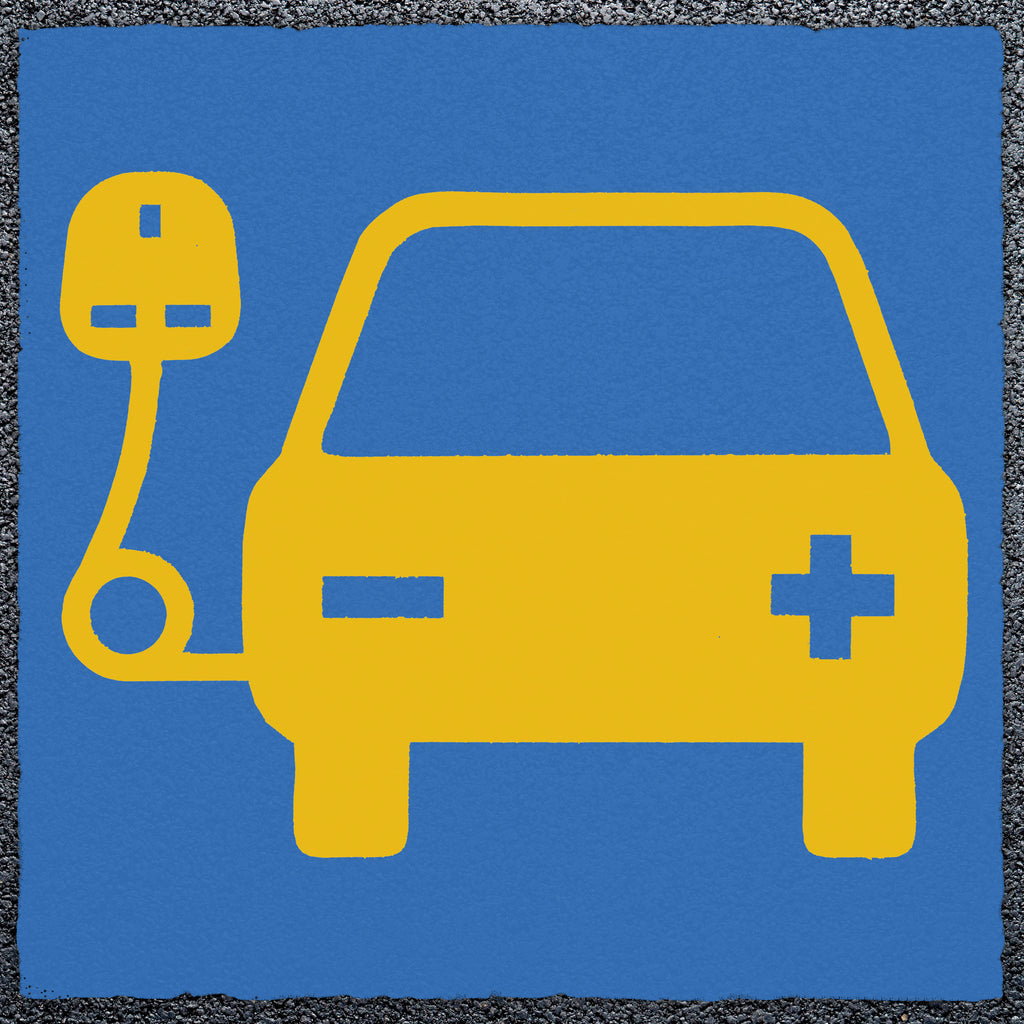 Unofficial Car Charging Logo Thermoplastic Paint Variant 3 (Yellow / Blue)