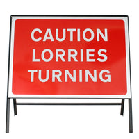 Caution Lorries Turning' Sign - Zintec Metal Sign Face | 1050x750mm