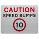 Caution Speed Bumps 10mph Advisory Sign - Wall Mount