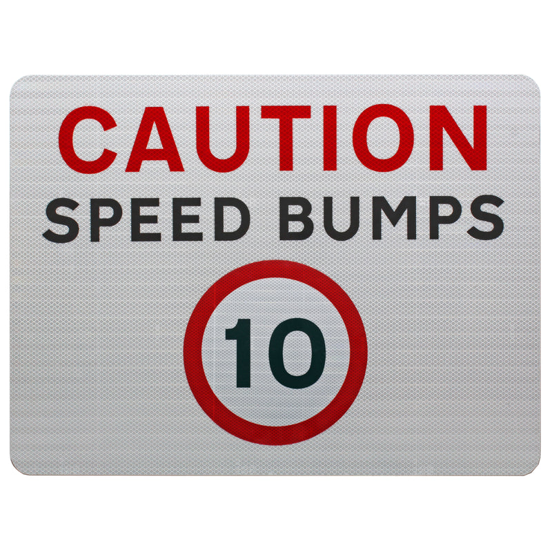 Caution Speed Bumps 10mph Advisory Sign - Wall Mount