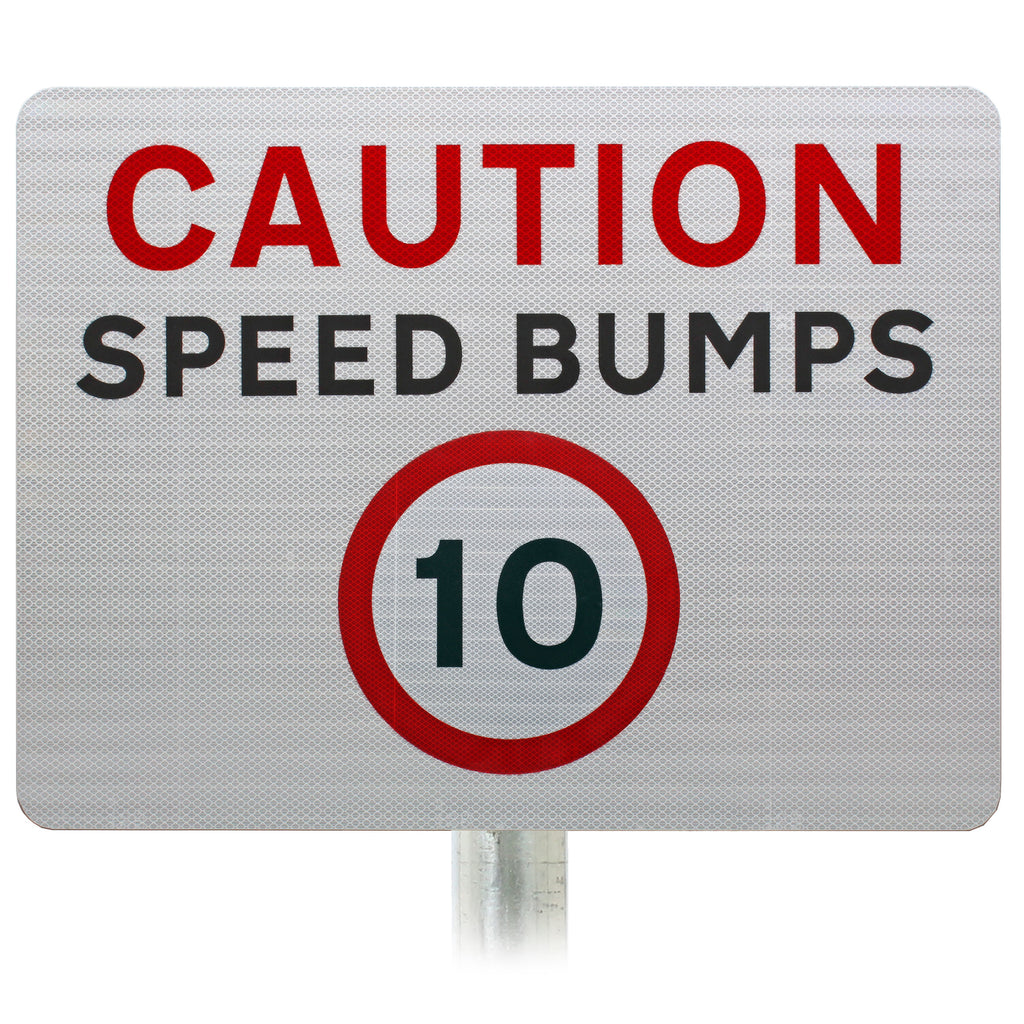 Caution Speed Bumps 10mph Advisory Sign - Post Mount