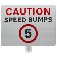 Caution Speed Bumps 5mph Advisory Sign - Post Mount