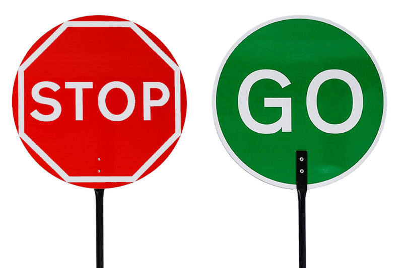 Stop and Go Sides of the Composite Stop Go Lollipop