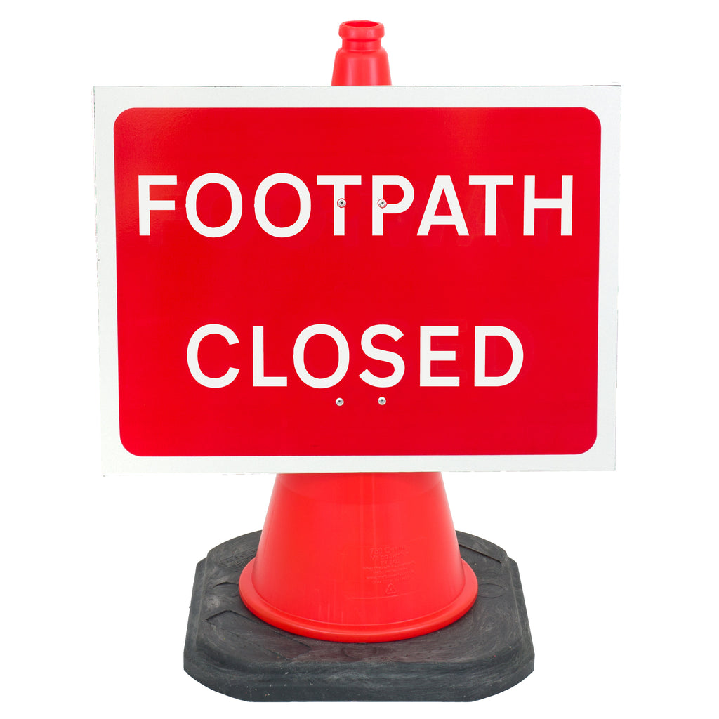 'Footpath Closed' Cone Sign  (Cone Sold Separately)