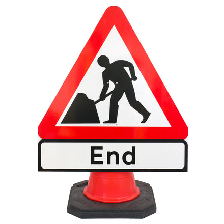 Men at Work with End Cone Sign - 750mm (Cone Sold Separately)