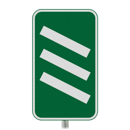 Count Down Marker 300 yds Post Mounted Sign - Diagram 823 R2/RA2 (Face Only) (Green & White / Left)