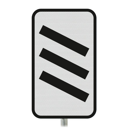 Count Down Marker 300 yds Post Mounted Sign - Diagram 823 R2/RA2 (Face Only) (White & Black / Left)