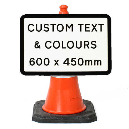 Custom 600x450mm Sign Face  - Cone Sign - Face Only (White & Black / None / Yes)