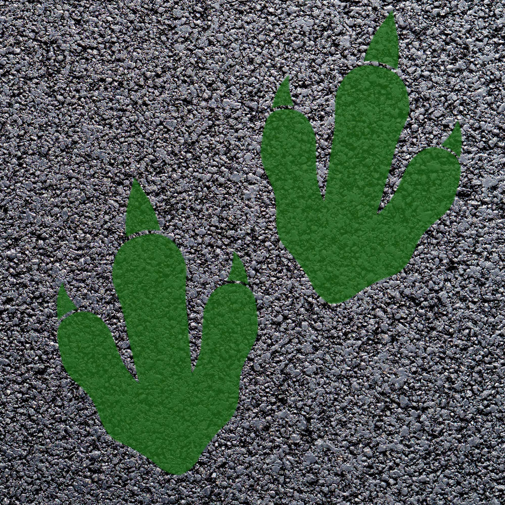 Animal Footprint Playground Markings (Pair) (Chrome Oxide - RAL 6010 / Dinosaur Footprint)