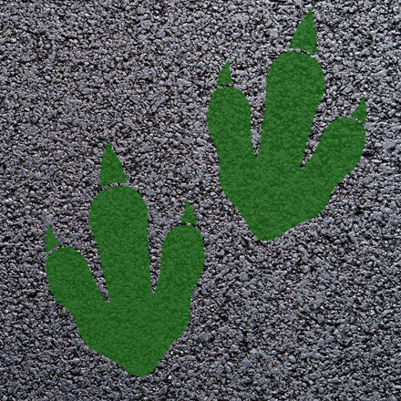 Animal Footprint Playground Markings (Pair) (Chrome Oxide - RAL 6010 / Dinosaur Footprint)