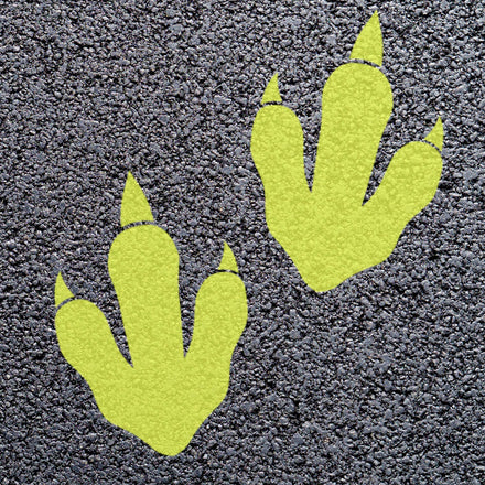 Animal Footprint Playground Markings (Pair) (Yellow (Zinc) - RAL 1018 / Dinosaur Footprint)