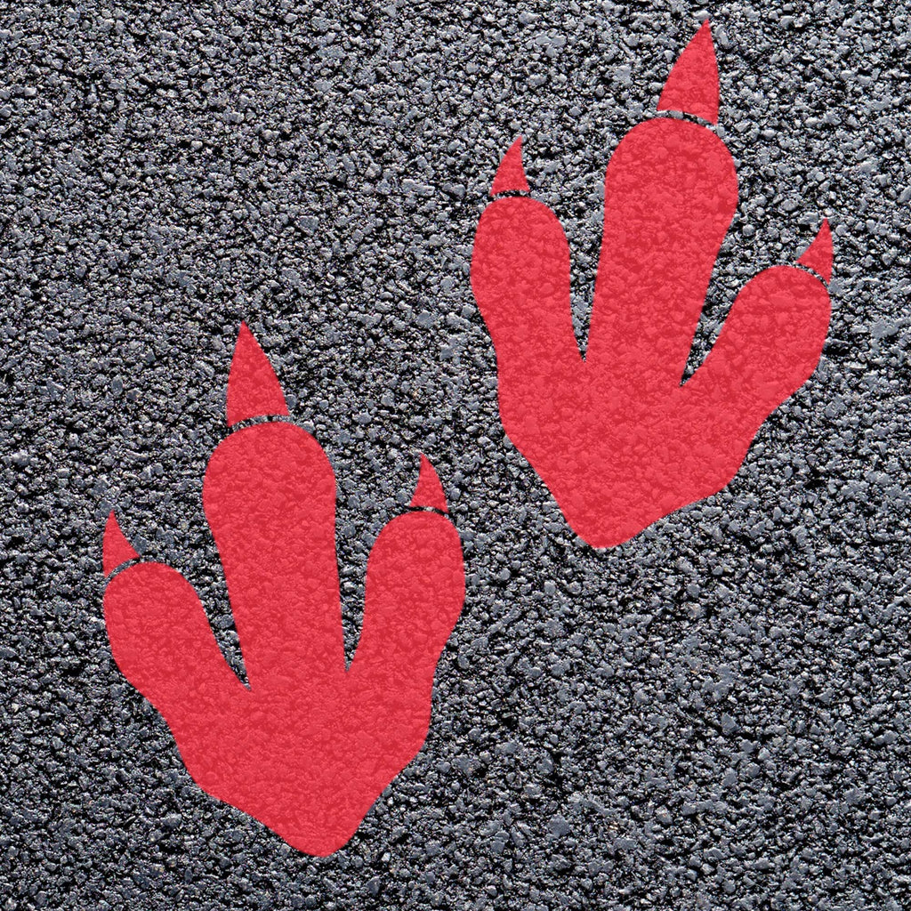 Animal Footprint Playground Markings (Pair) (Traffic Red - RAL 3020 / Dinosaur Footprint)