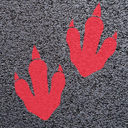 Animal Footprint Playground Markings (Pair) (Traffic Red - RAL 3020 / Dinosaur Footprint)