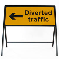 Diverted Traffic Left Sign - Zintec Metal Sign Dia 2703 Face | 1050x450mm