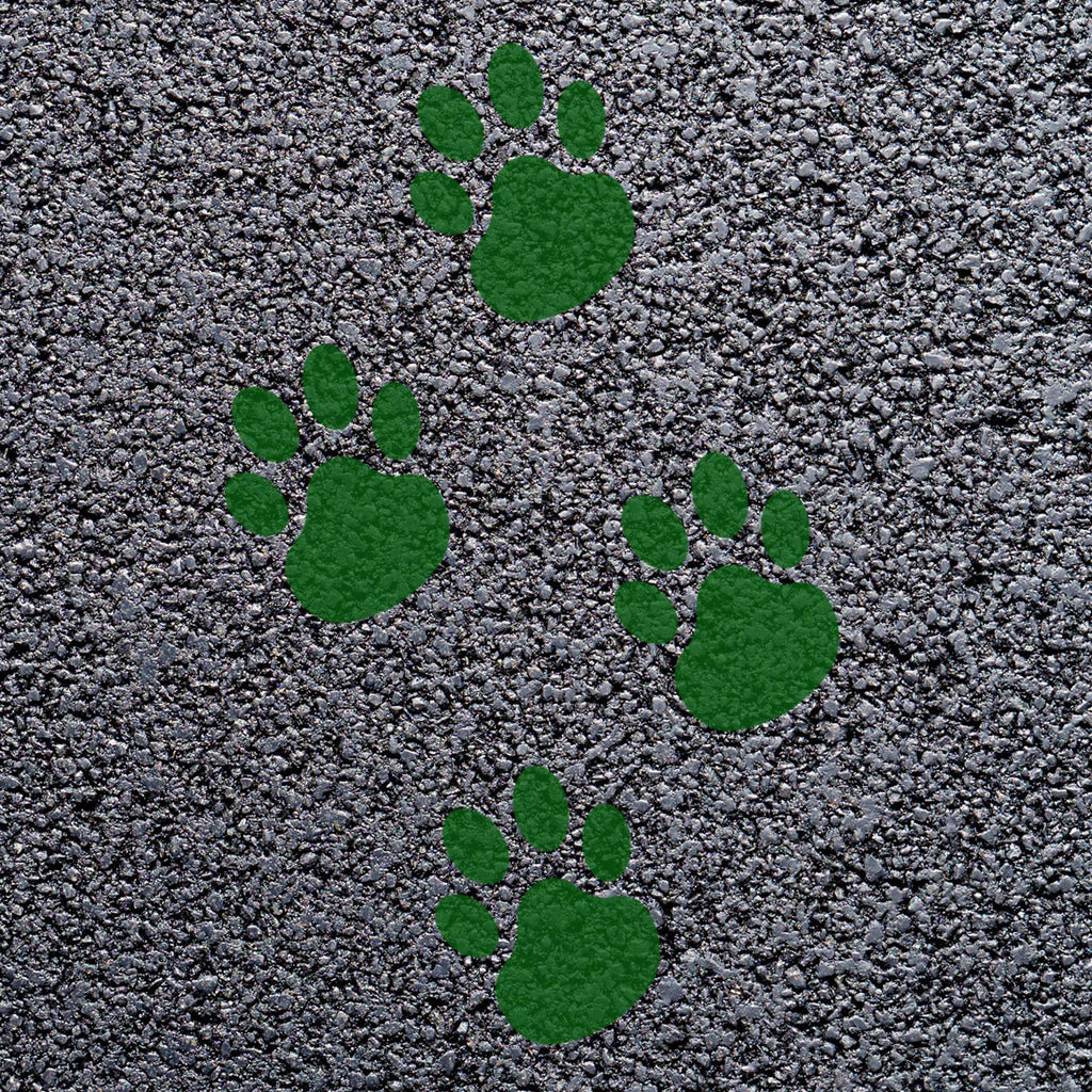 Animal Footprint Playground Markings (Pair) (Chrome Oxide - RAL 6010 / Dog Footprint)