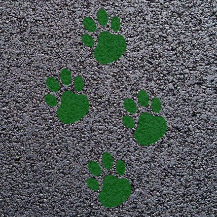 Animal Footprint Playground Markings (Pair) (Chrome Oxide - RAL 6010 / Dog Footprint)