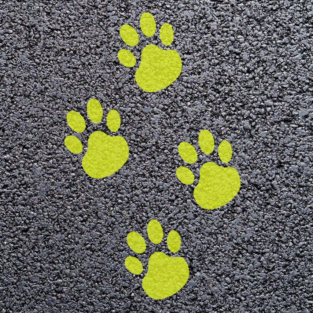 Animal Footprint Playground Markings (Pair) (Yellow (Zinc) - RAL 1018 / Dog Footprint)