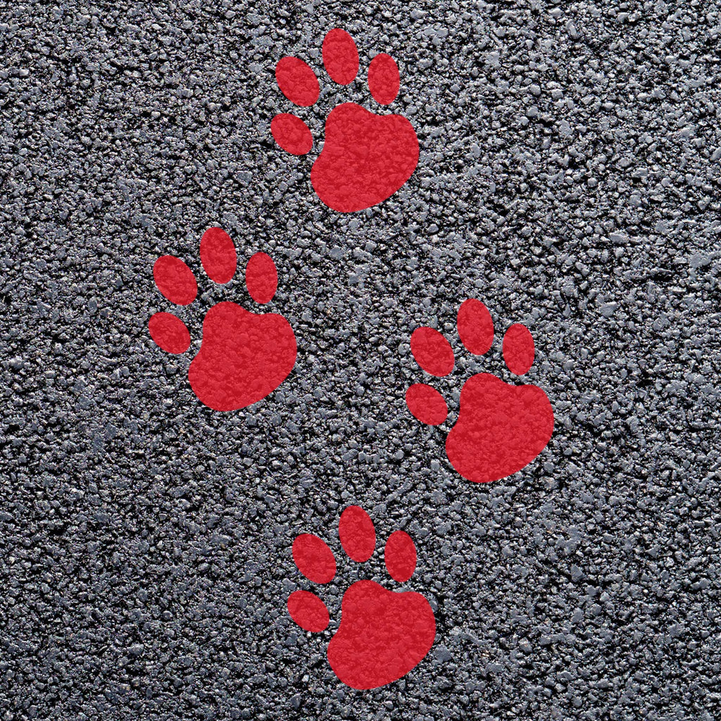 Animal Footprint Playground Markings (Pair) (Traffic Red - RAL 3020 / Dog Footprint)