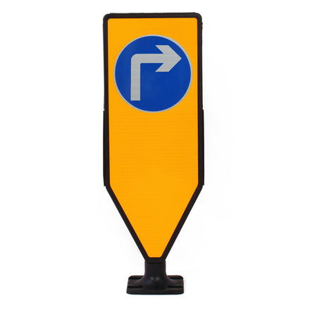 Solar Duraflex Self Righting Traffic Bollard | Multiple Options (Turn Right Ahead (D609) / No Sticker)