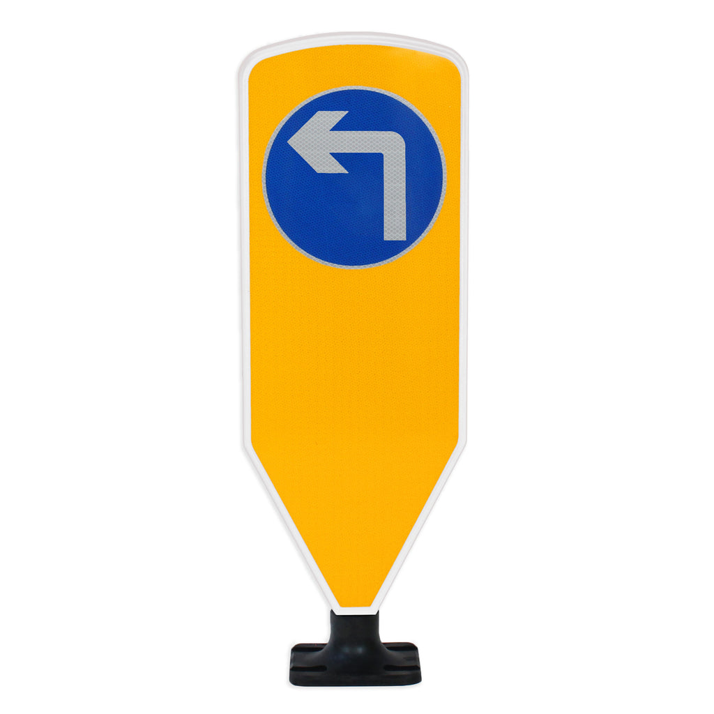 Duraflex Self Righting Traffic Bollard | Multiple Options (Turn Left Ahead (D609) / White / No Sticker)