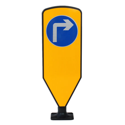 Duraflex Self Righting Traffic Bollard | Multiple Options (Turn Right Ahead (D609) / Black / No Sticker)