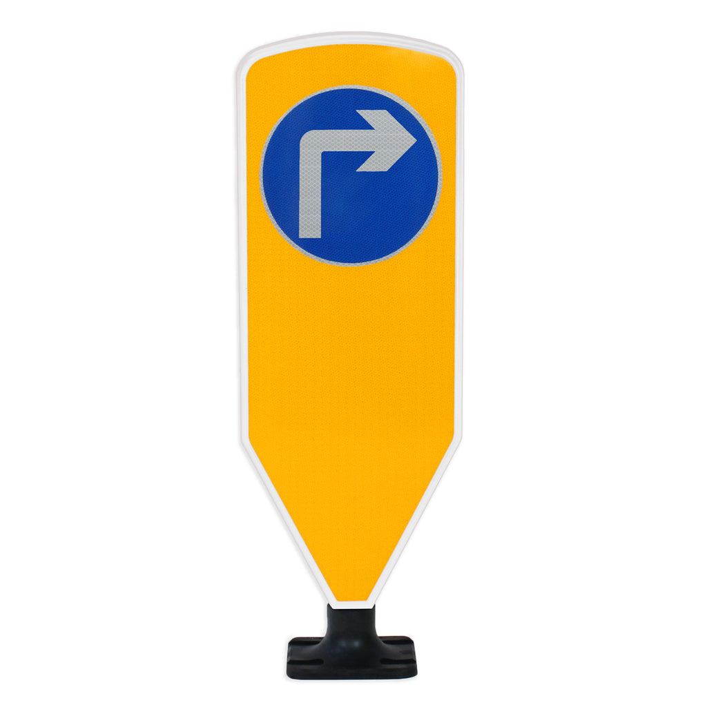 Duraflex Self Righting Traffic Bollard | Multiple Options (Turn Right Ahead (D609) / White / No Sticker)