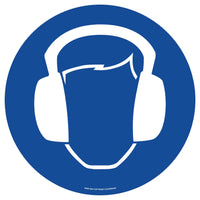 Mandatory Hearing Protection Floor Sign - Self Adhesive