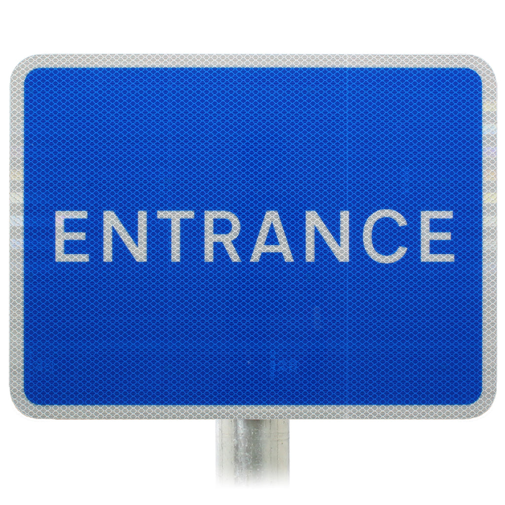 Blue Entrance Sign Post Mounted Various Sizes R2/RA2 (400x300mm)