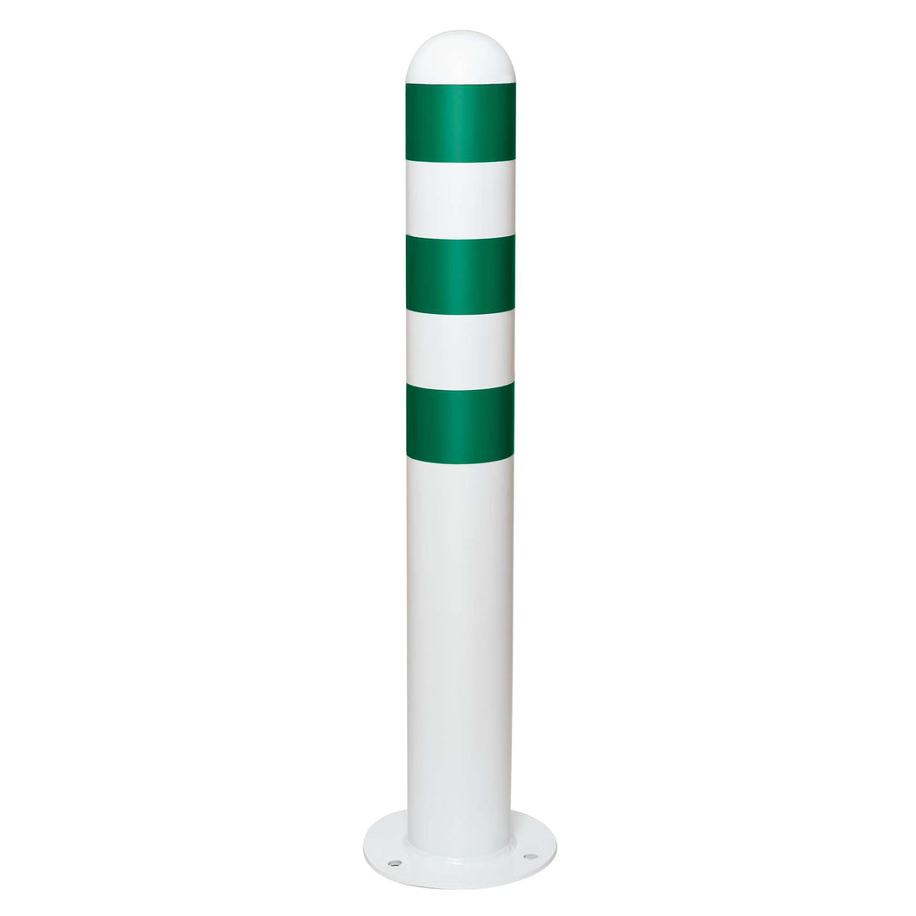 Traffic Line EV Charging Point Protection Bollard Powder Coated White (Bolt Down / Green)