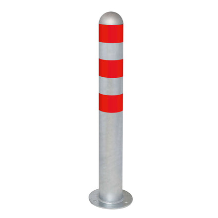 Traffic Line EV Charging Point Protection Bollard | Hot Dip Galvanised Steel (Bolt Down / Red)