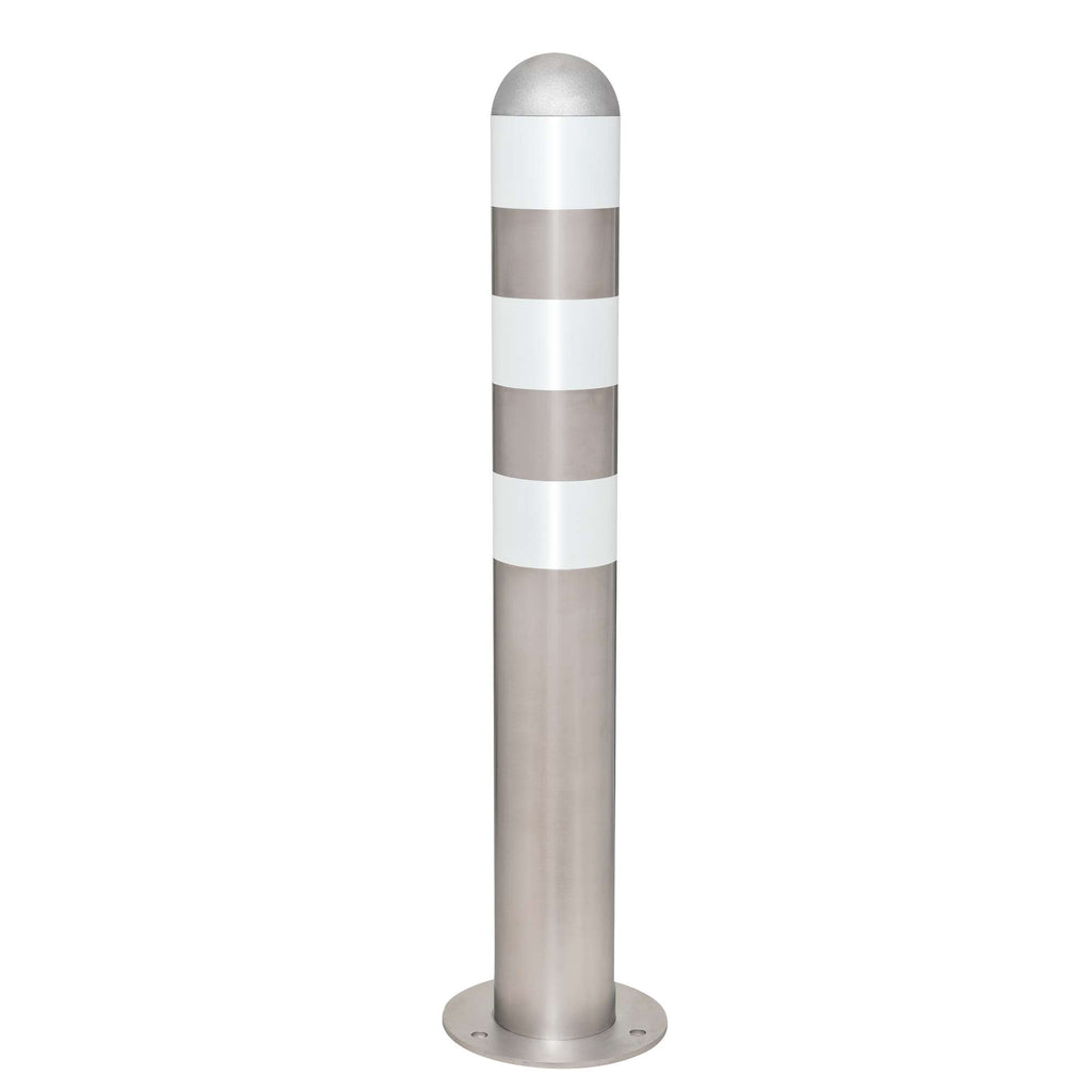 Traffic Line EV Charging Point Protection Bollard | Stainless Steel (Bolt Down / White)