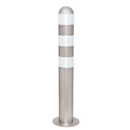 Traffic Line EV Charging Point Protection Bollard | Stainless Steel (Bolt Down / White)