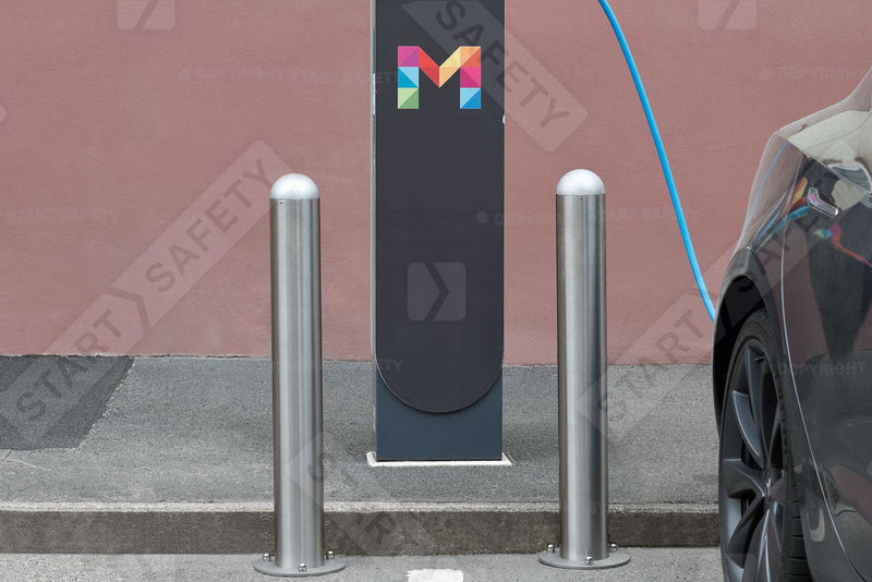 Stainless Steel bollard Protecting EV
