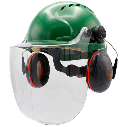 JSP EVO3 Machinery Helmet With Ear Defenders & C4-Max Visor (Green)