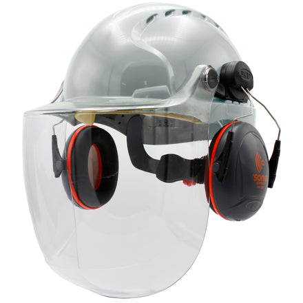 JSP EVO3 Machinery Helmet With Ear Defenders & C4-Max Visor (Grey)